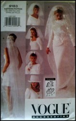 9183 5 VOGUE BRIDE LONG, SHORT VEIL, BLUSHER, BOW, HAT DRAPE PATTERN